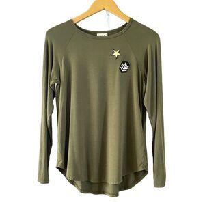 H.I.P. Army Green Military Inspired Long Sleeve T-Shirt S